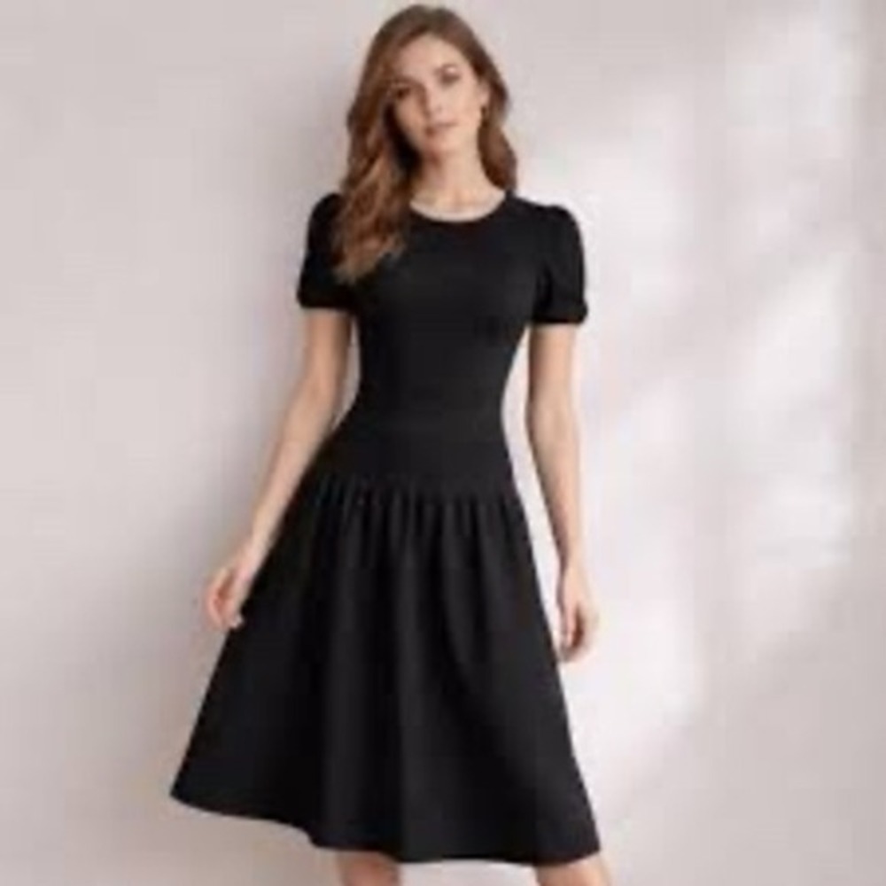 J.McLaughlin Black Knit Fit and Flare Dress